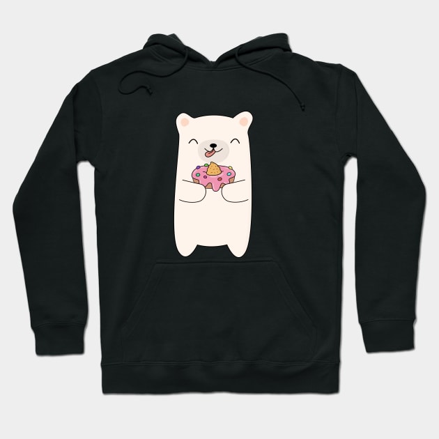 Cute Polar Bear Eating A Donut T-Shirt Hoodie by happinessinatee